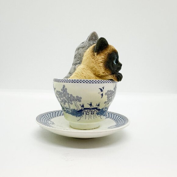SOLD Hamilton Collection Purr-fectly Tea-lightful Cats Teacup Siamese Tabby - Picture 5 of 7